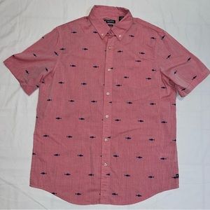 Chaps Shark Shirt L Pink Button Up Short Sleeve.